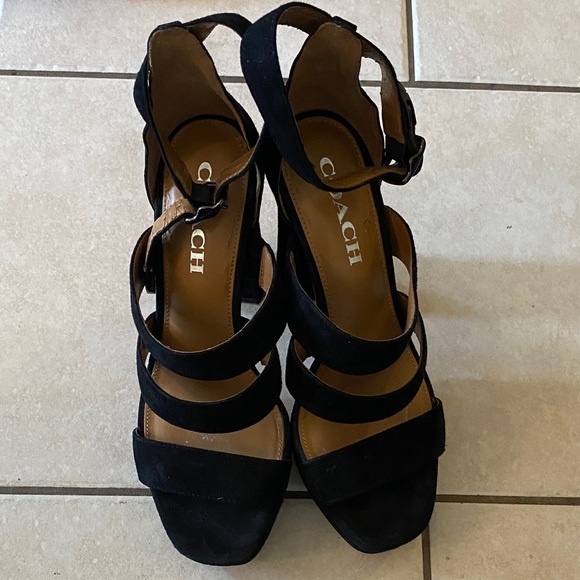 Coach Elegant Black Strappy Heels - Picture 1 of 10